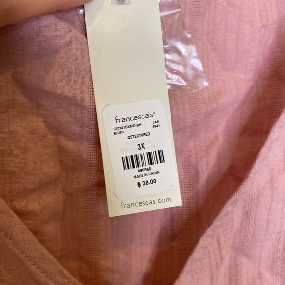 Mi Ami x Francesca’s Pink Blush Button Balloon Sleeve Blouse NWT Sz 3X - Picture 5 of 14